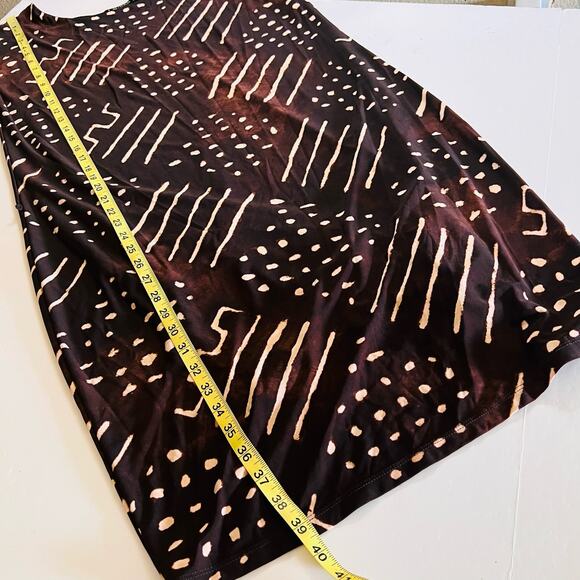 Lauren Ralph Lauren Brown Printd Cap Sleeve Dress Size Large - Picture 7 of 9